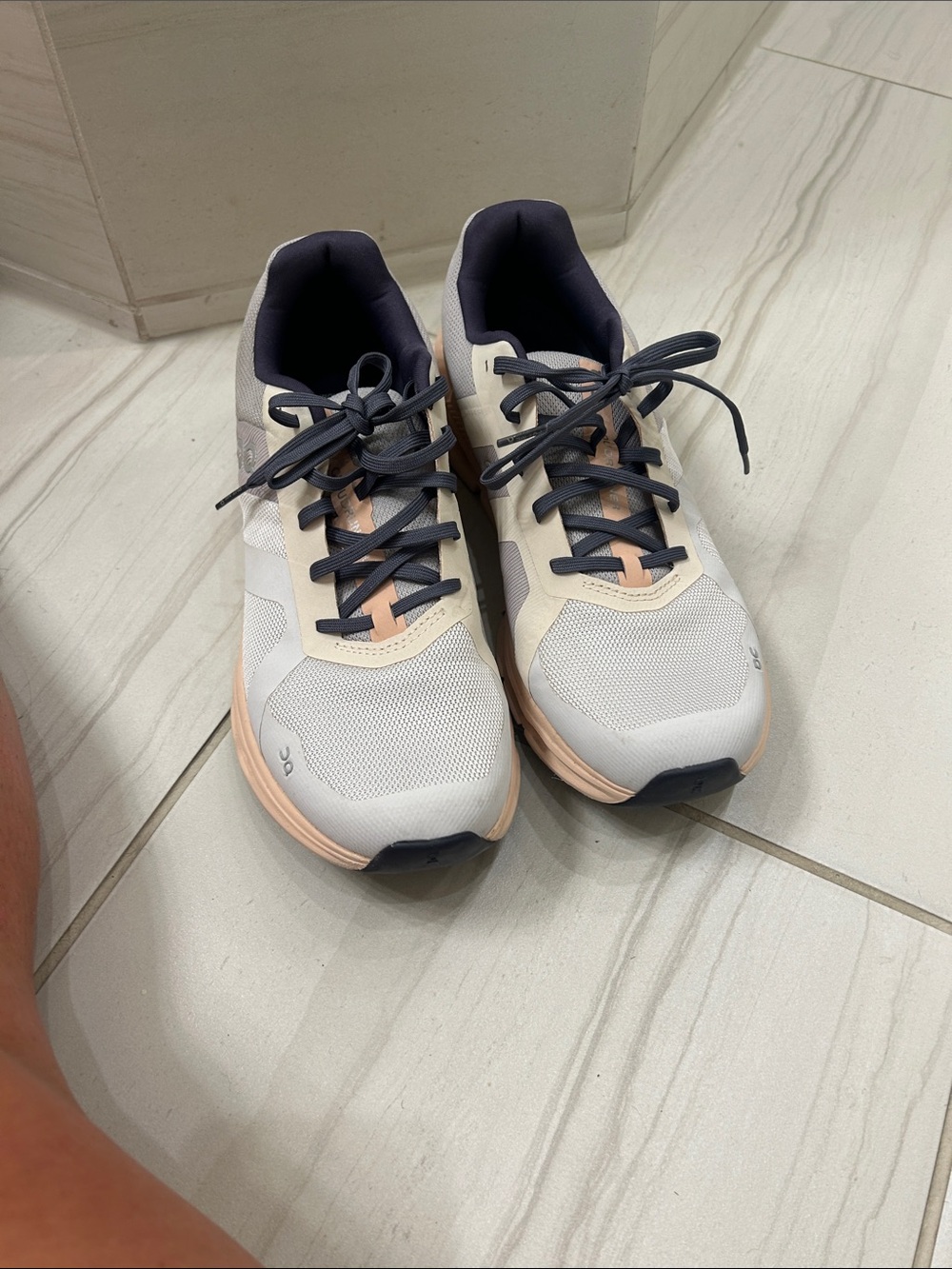 Women's Neutral Mesh Running Sneakers - Light Gray & Blush